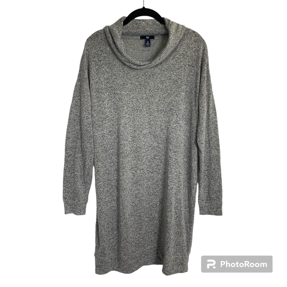 Gap Womens Size M Heather Gray Marled Cowl Neck Long Sleeve Knit Sweater Dress